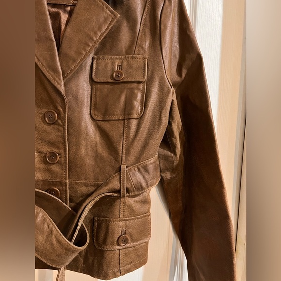 Rustic Brown Faux Leather Jacket - Picture 3 of 5
